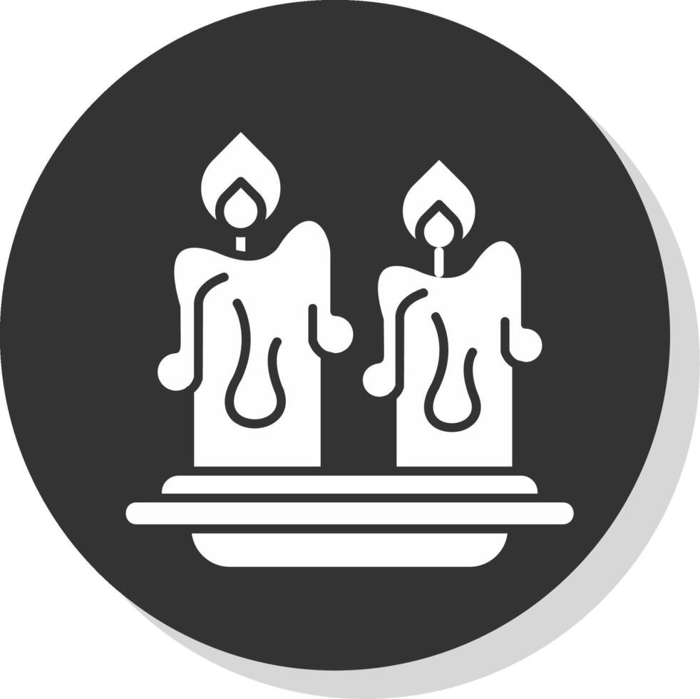 bougies glyphe gris cercle icône vecteur