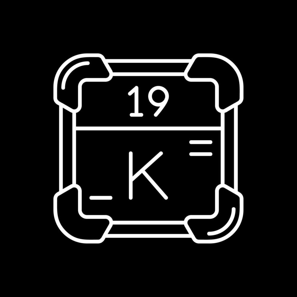 potassium ligne inversé icône vecteur