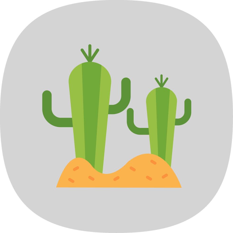 cactus plat courbe icône vecteur