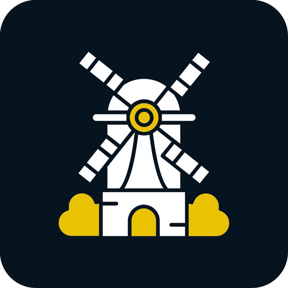 icône de deux couleurs de glyphe de moulin à vent vecteur