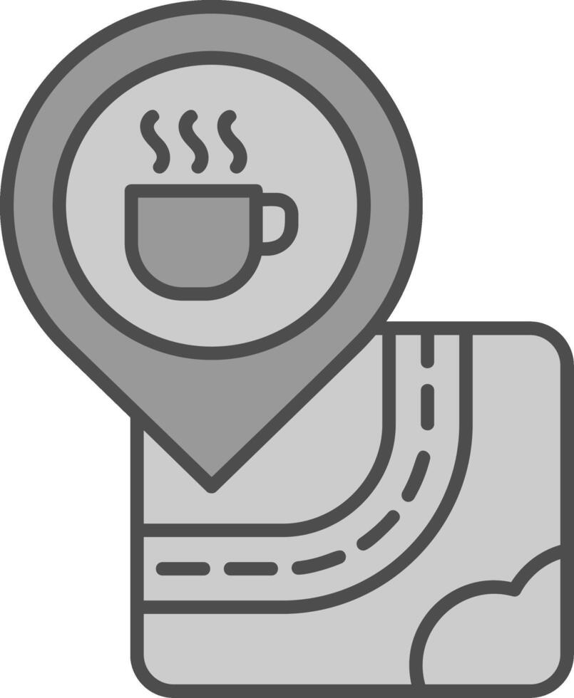 café ligne rempli niveaux de gris icône vecteur
