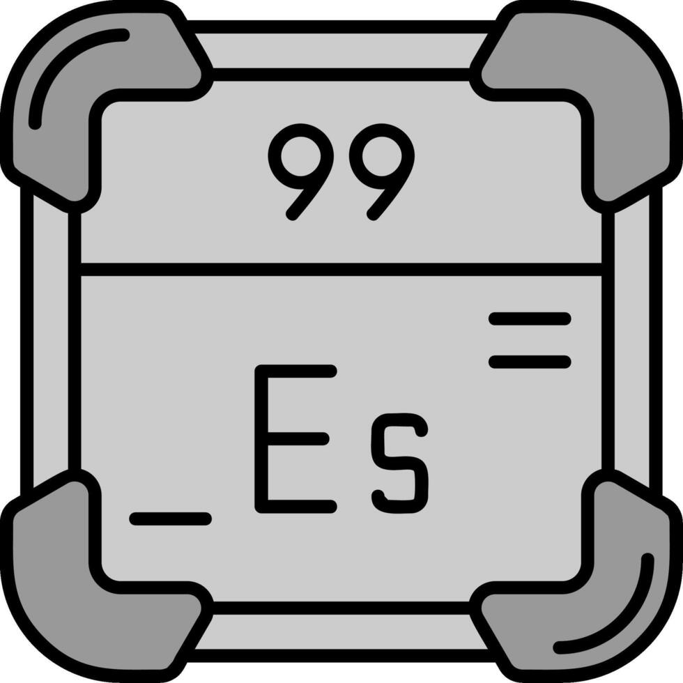 einsteinium ligne rempli niveaux de gris icône vecteur