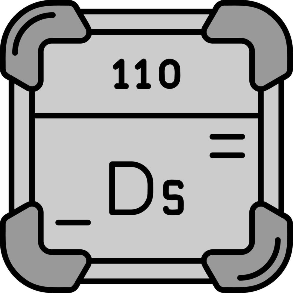 darmstadtium ligne rempli niveaux de gris icône vecteur