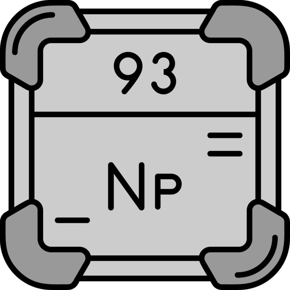 neptunium ligne rempli niveaux de gris icône vecteur