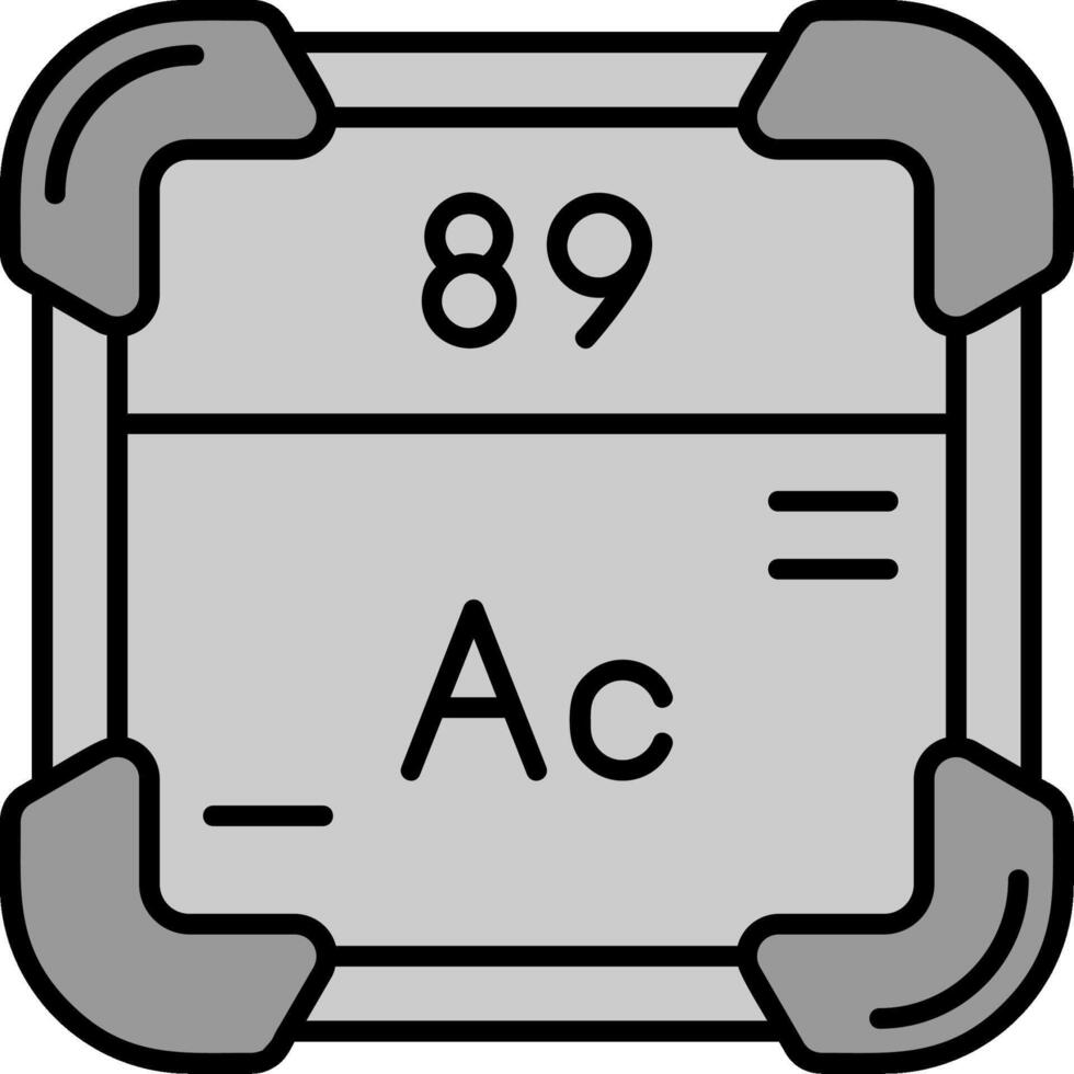 actinium ligne rempli niveaux de gris icône vecteur