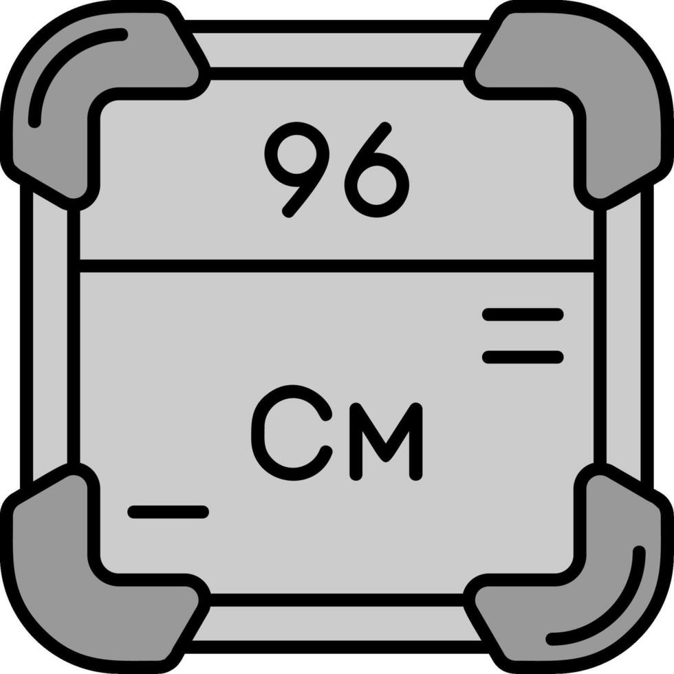 curium ligne rempli niveaux de gris icône vecteur