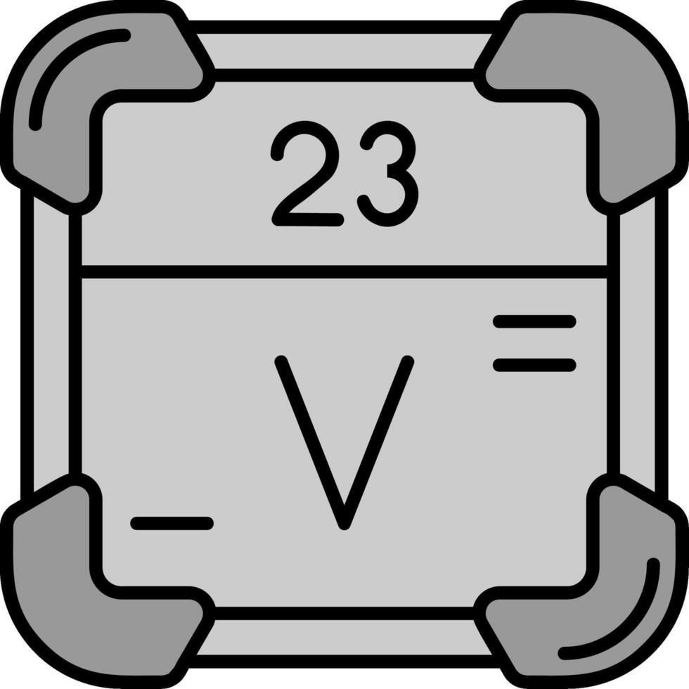 vanadium ligne rempli niveaux de gris icône vecteur