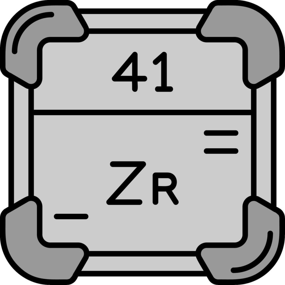 zirconium ligne rempli niveaux de gris icône vecteur