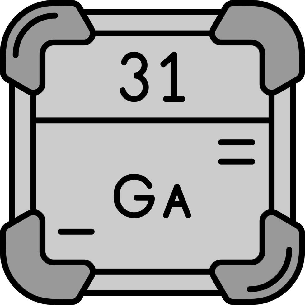 gallium ligne rempli niveaux de gris icône vecteur