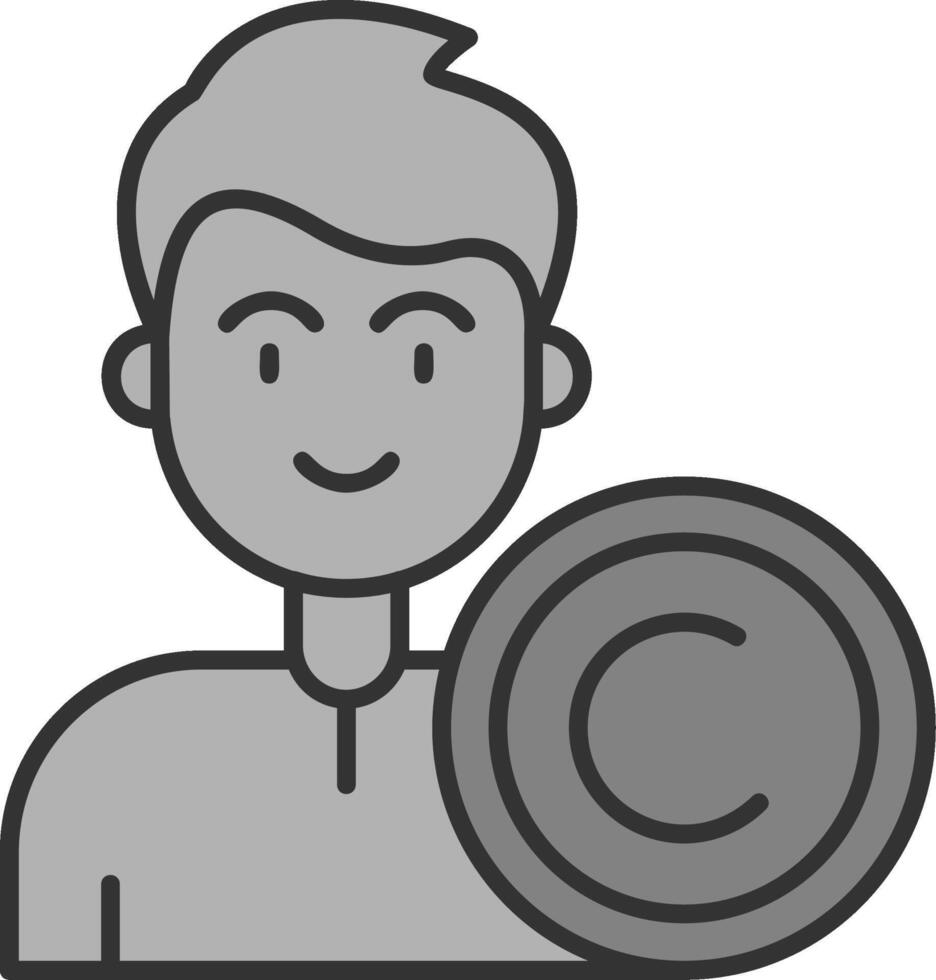 droits d'auteur ligne rempli niveaux de gris icône vecteur