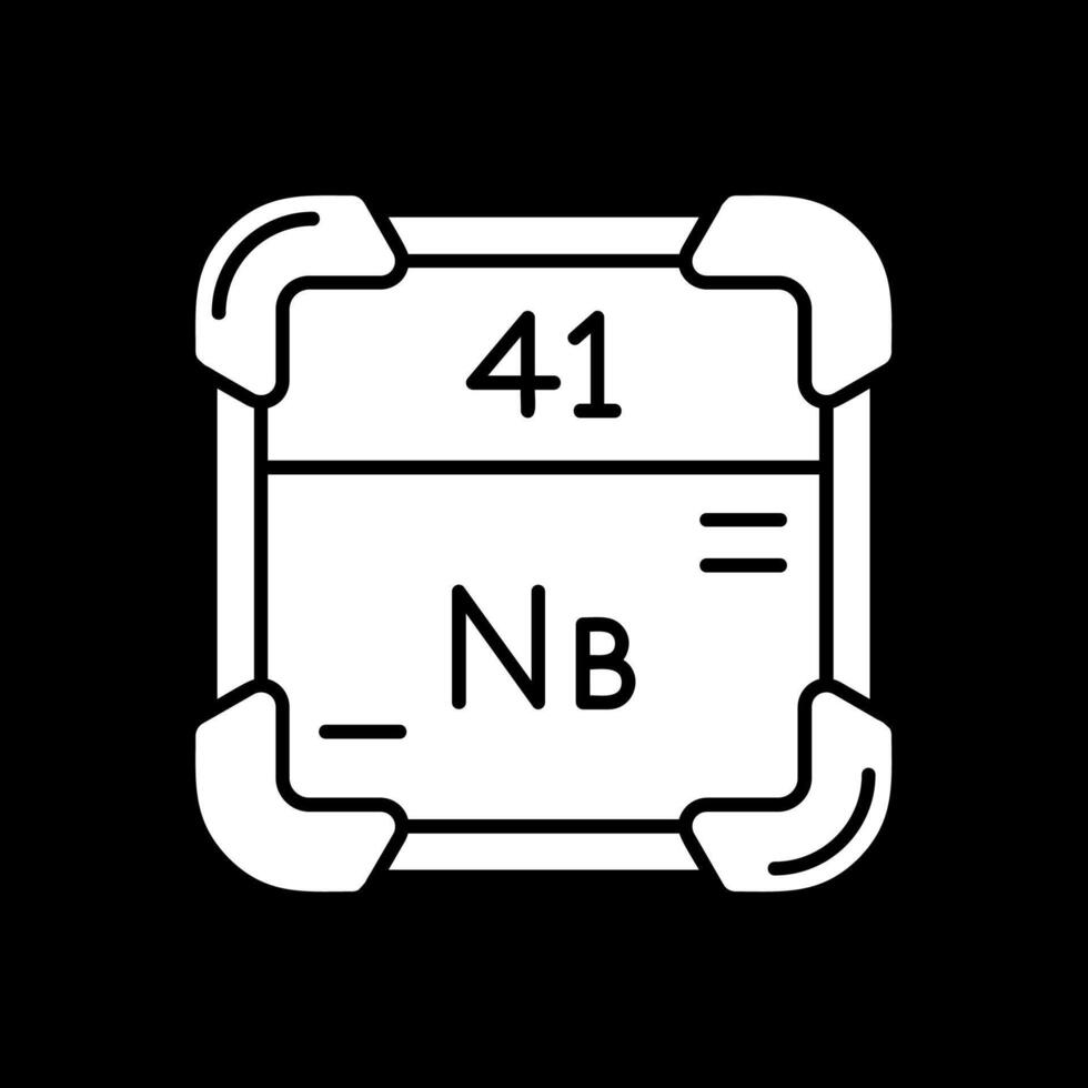 niobium glyphe inversé icône vecteur