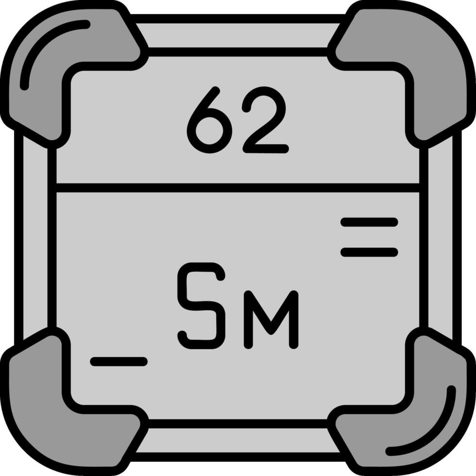 samarium ligne rempli niveaux de gris icône vecteur