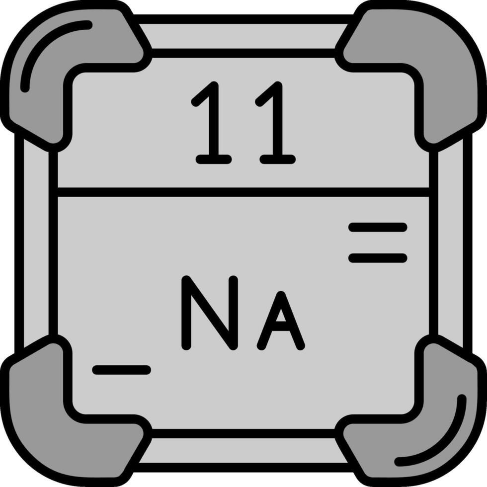 sodium ligne rempli niveaux de gris icône vecteur