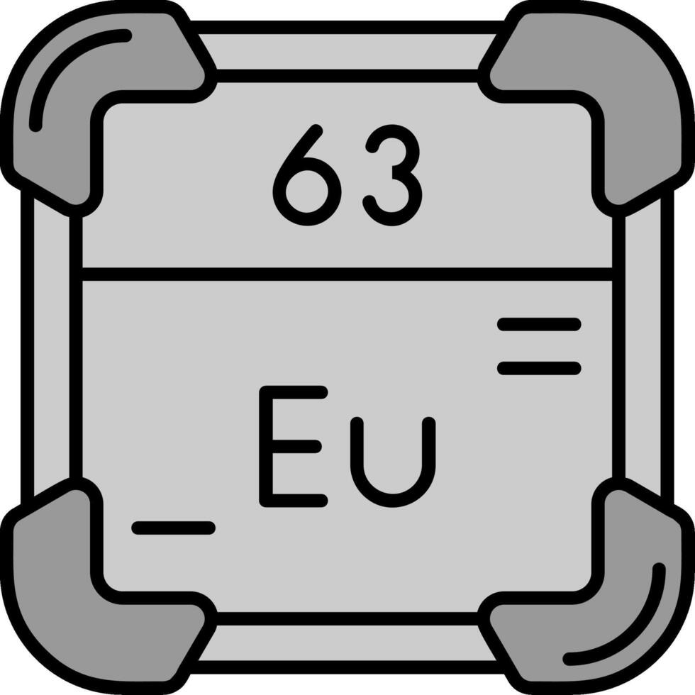 europium ligne rempli niveaux de gris icône vecteur