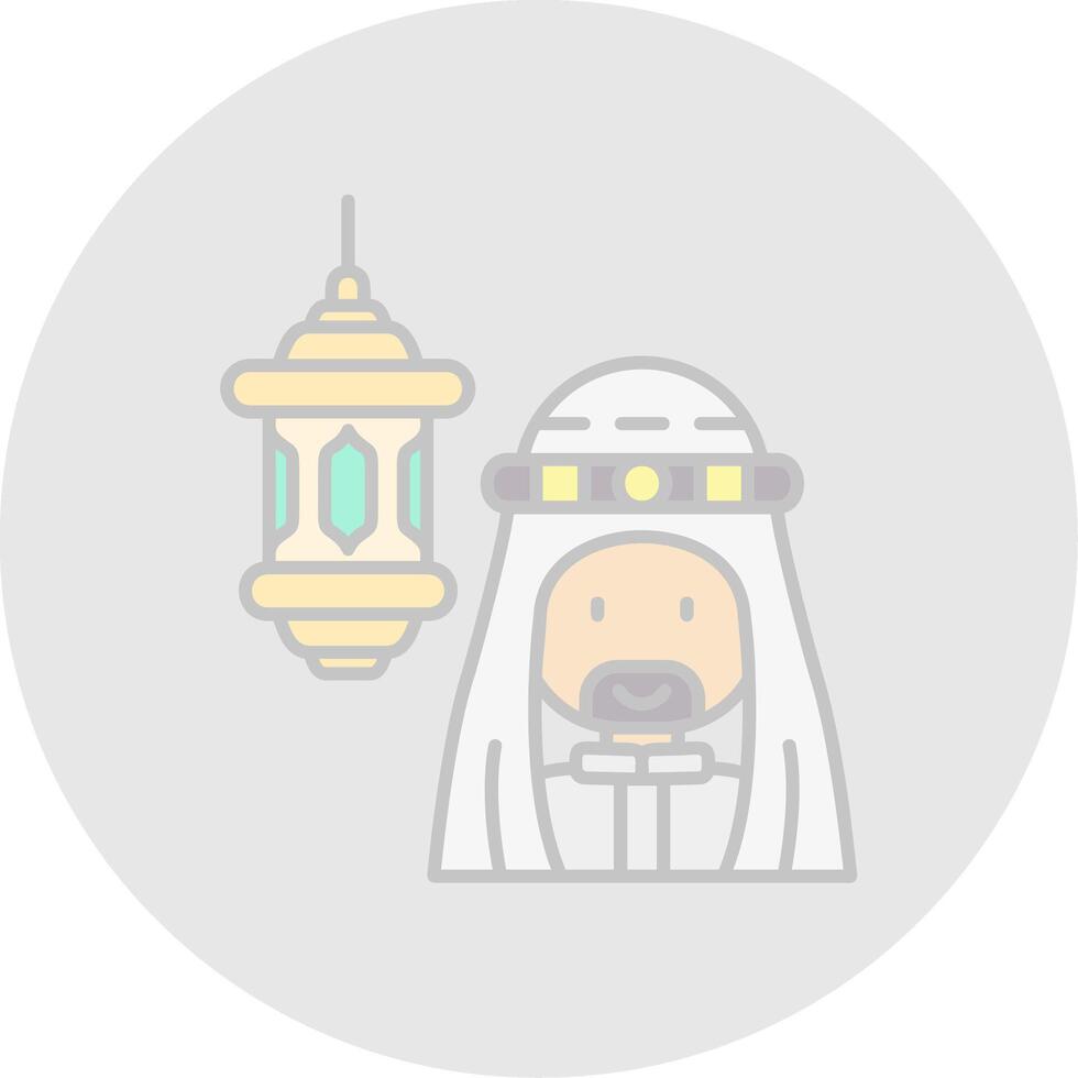 arabe ligne rempli lumière cercle icône vecteur