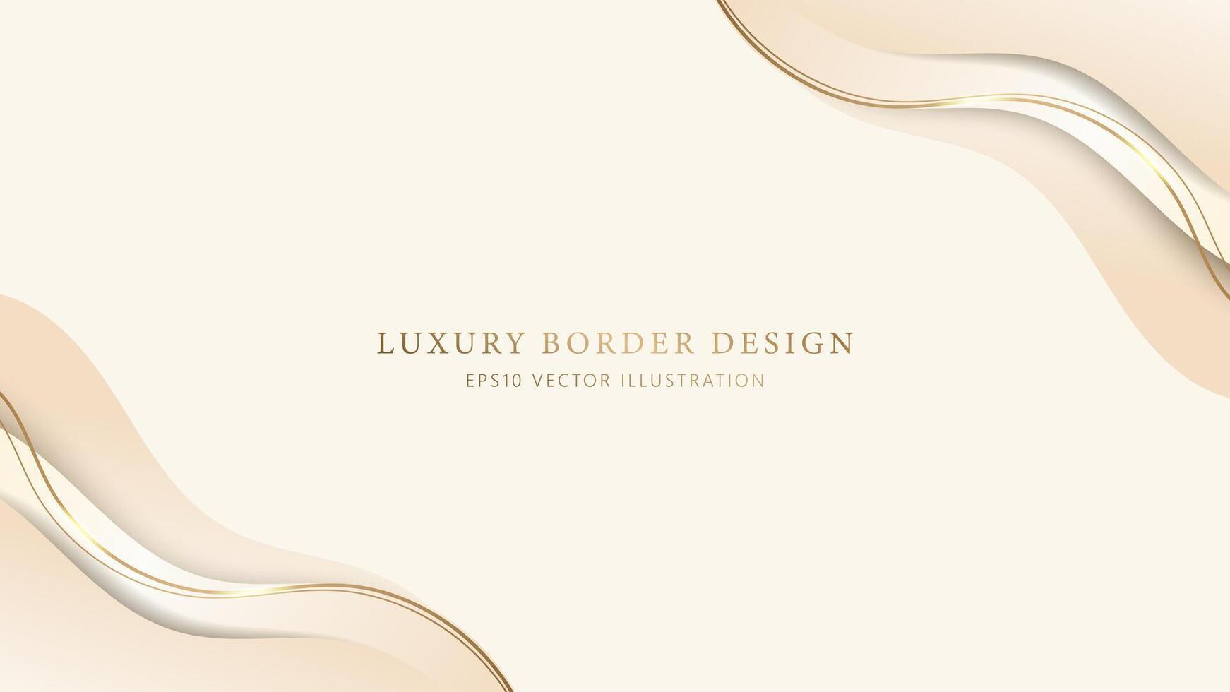 abstrait élégant or frontière avec écoulement lignes sur beige Contexte. luxe doux or Cadre avec d'or ligne vecteur illustration