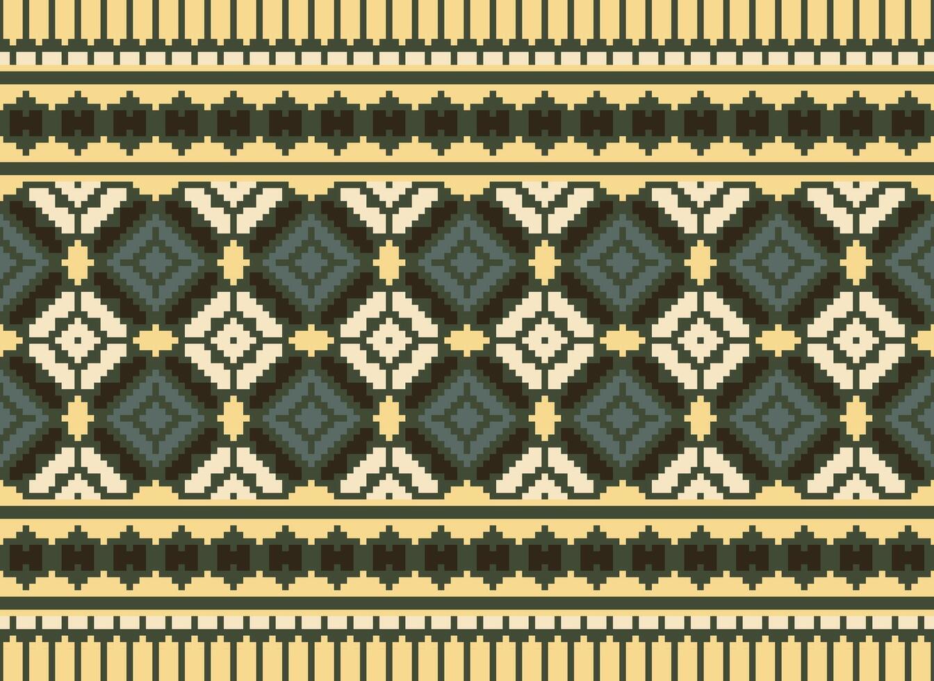 géométrique ethnique modèle. pixel modèle. conception pour vêtements, tissu, arrière-plan, fond d'écran, emballage, batik. tricots, broderie style. aztèque géométrique art ornement imprimer. vecteur illustration.