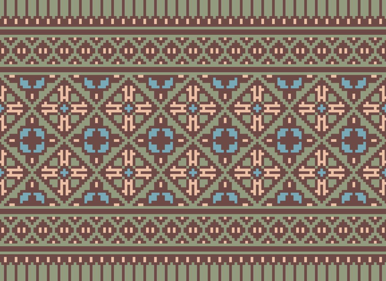 géométrique ethnique modèle. pixel modèle. conception pour vêtements, tissu, arrière-plan, fond d'écran, emballage, batik. tricots, broderie style. aztèque géométrique art ornement imprimer. vecteur illustration.