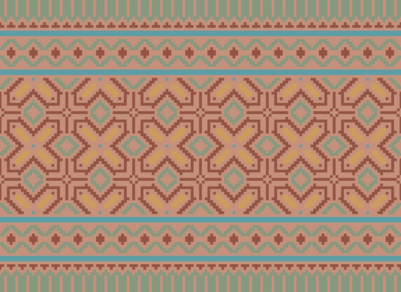 géométrique ethnique modèle. pixel modèle. conception pour vêtements, tissu, arrière-plan, fond d'écran, emballage, batik. tricots, broderie style. aztèque géométrique art ornement imprimer. vecteur illustration.