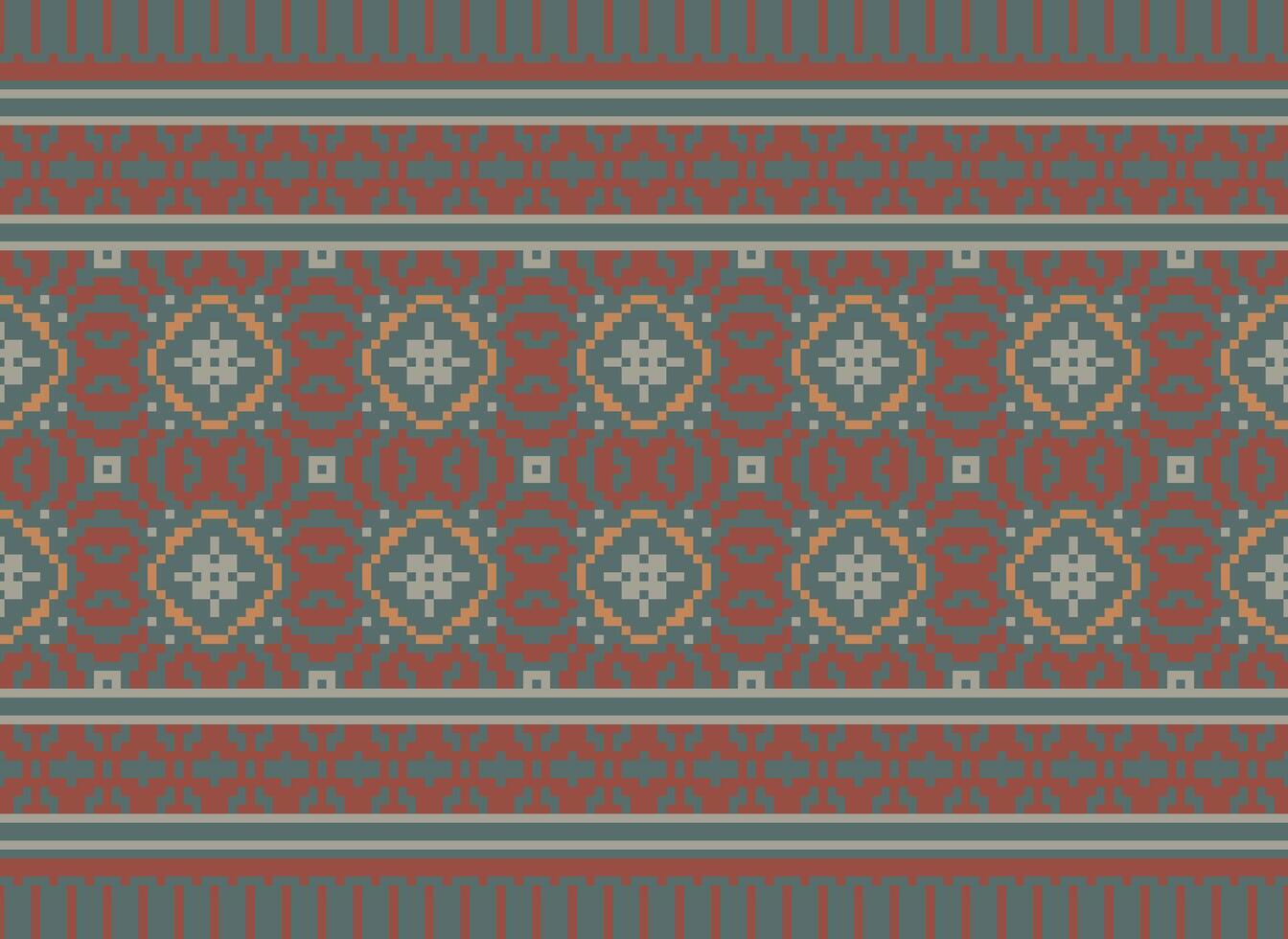 géométrique ethnique modèle. pixel modèle. conception pour vêtements, tissu, arrière-plan, fond d'écran, emballage, batik. tricots, broderie style. aztèque géométrique art ornement imprimer. vecteur illustration.