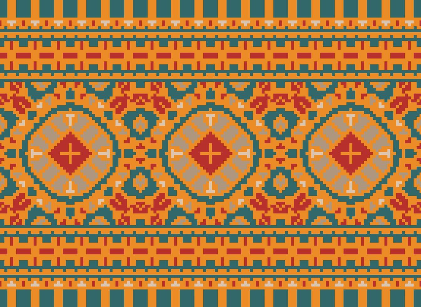 magnifique pixel motifs traditionnel populaire style, géométrique ethnique sans couture modèle vecteur illustration. conception pour traverser point, tapis, fond d'écran, vêtements, texte tissu, emballage, batique, broderie