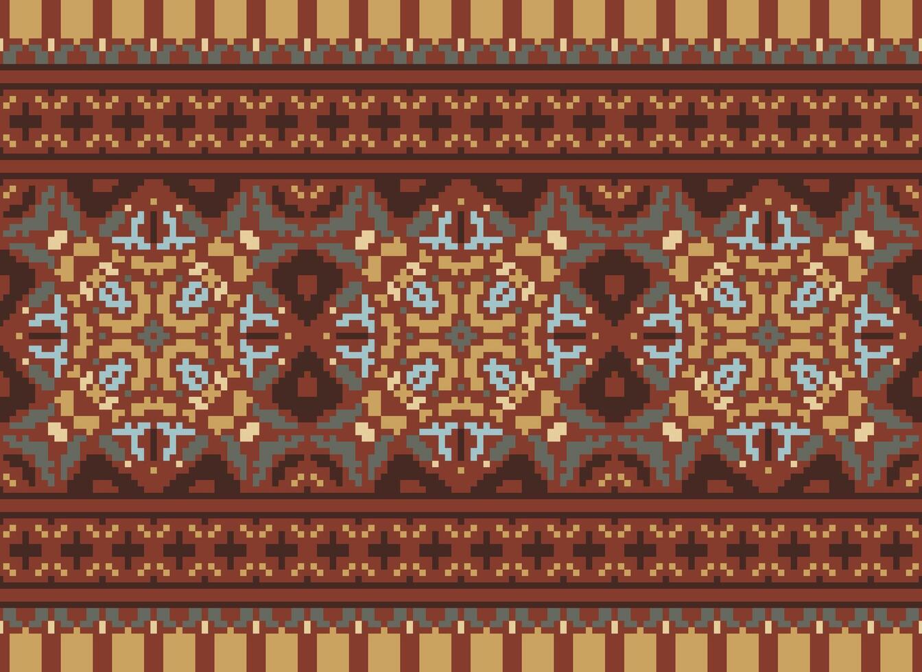pixel traverser point traditionnel ethnique modèle paisley fleur ikat Contexte abstrait aztèque africain indonésien Indien sans couture modèle pour en tissu impression tissu robe tapis rideaux et sarong vecteur