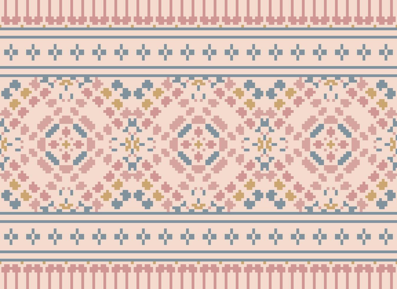 traverser point frontière. broderie traverser point. ethnique motifs. géométrique ethnique Indien modèle. originaire de ethnique motif.texture textile en tissu Vêtements tricots imprimer. pixel horizontal sans couture vecteur. vecteur