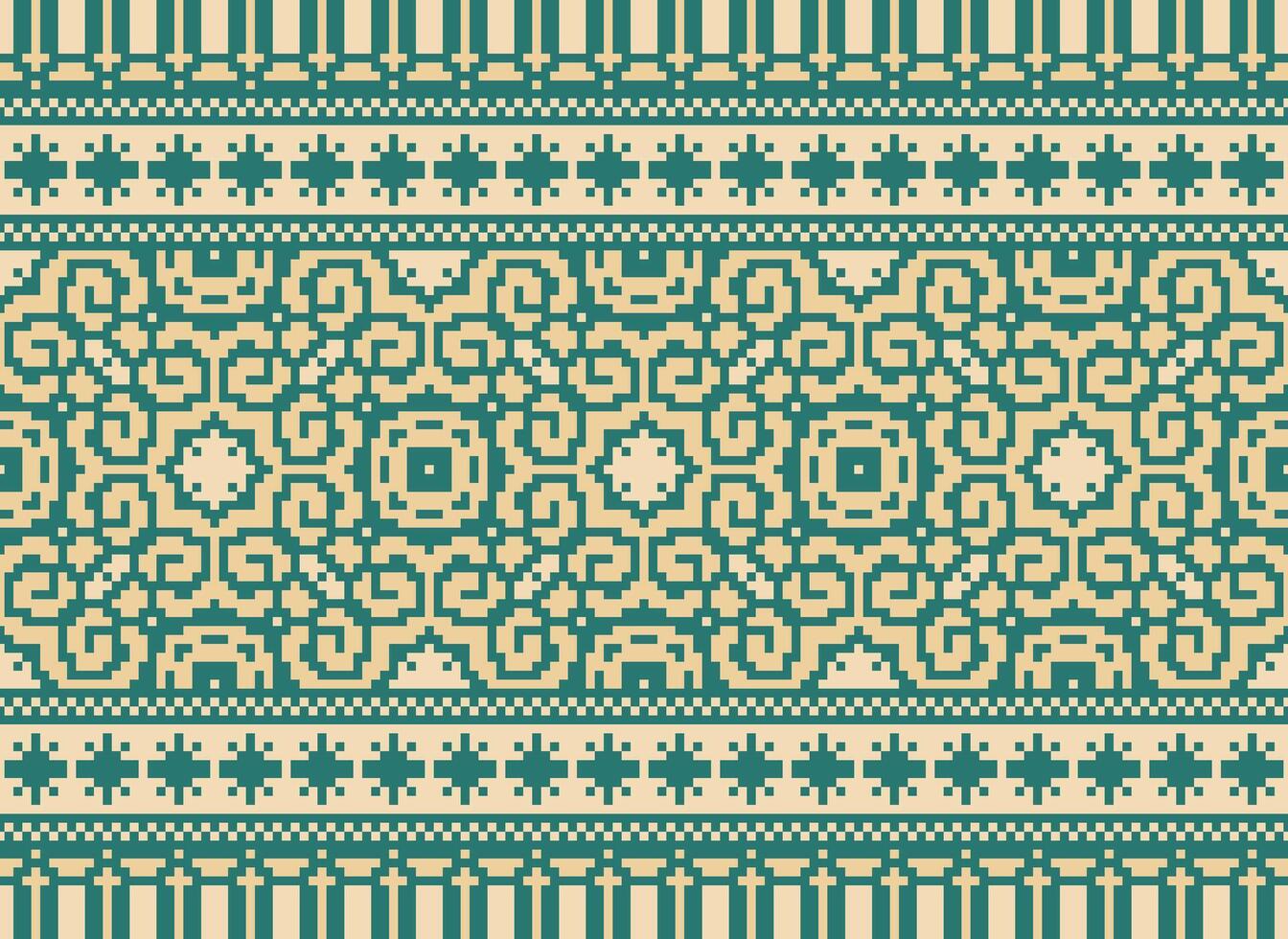 traverser point frontière. broderie traverser point. ethnique motifs. géométrique ethnique Indien modèle. originaire de ethnique motif.texture textile en tissu Vêtements tricots imprimer. pixel horizontal sans couture vecteur. vecteur