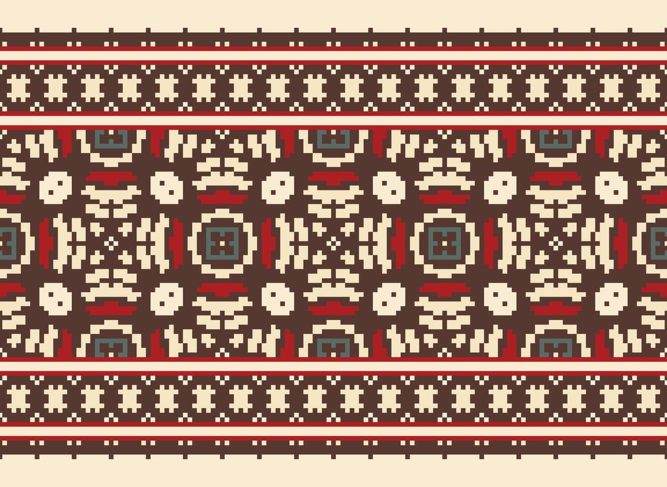 traverser point frontière. broderie traverser point. ethnique motifs. géométrique ethnique Indien modèle. originaire de ethnique motif.texture textile en tissu Vêtements tricots imprimer. pixel horizontal sans couture vecteur. vecteur