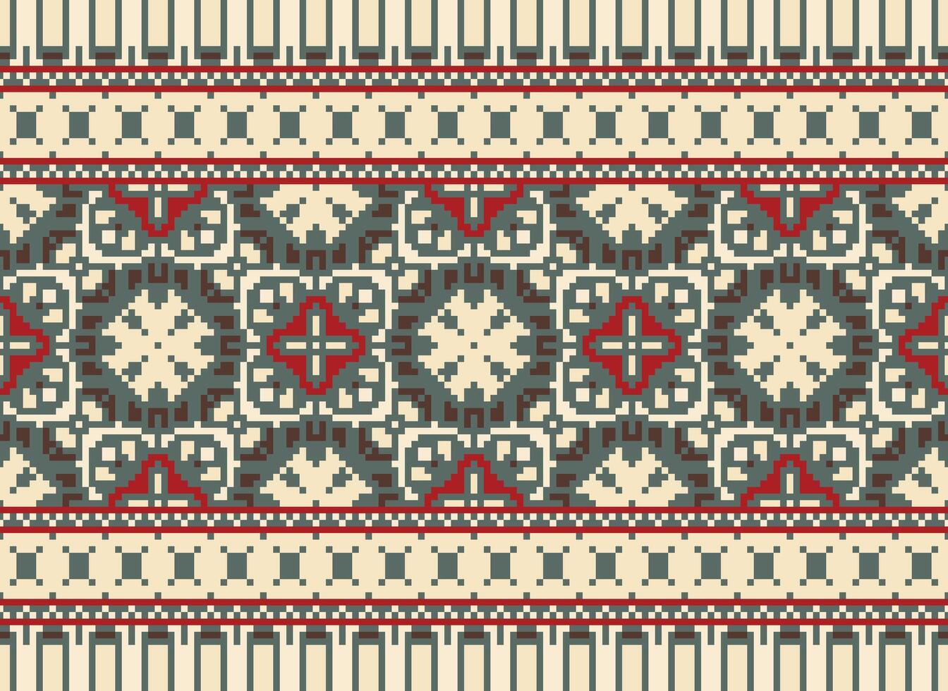 millésimes traverser point traditionnel ethnique modèle paisley fleur ikat Contexte abstrait aztèque africain indonésien Indien sans couture modèle pour en tissu impression tissu robe tapis rideaux et sarong vecteur