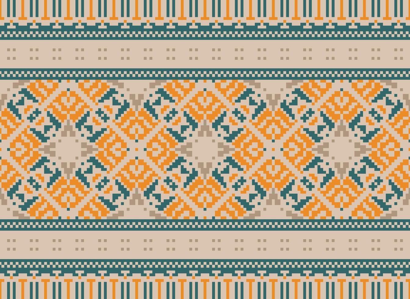 millésimes traverser point traditionnel ethnique modèle paisley fleur ikat Contexte abstrait aztèque africain indonésien Indien sans couture modèle pour en tissu impression tissu robe tapis rideaux et sarong vecteur