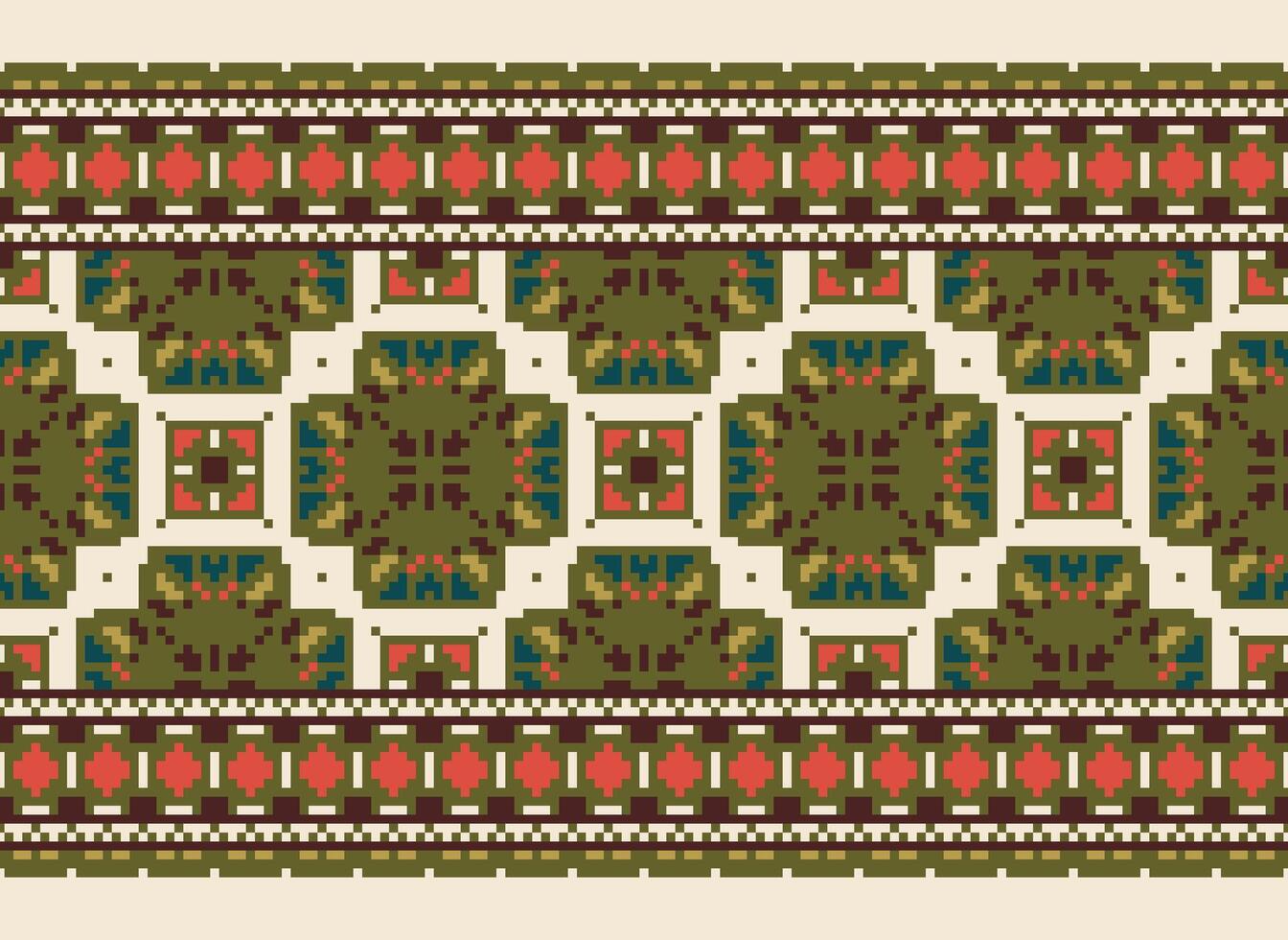 magnifique pixel motifs traditionnel populaire style, géométrique ethnique sans couture modèle vecteur illustration. conception pour traverser point, tapis, fond d'écran, vêtements, texte tissu, emballage, batique, broderie