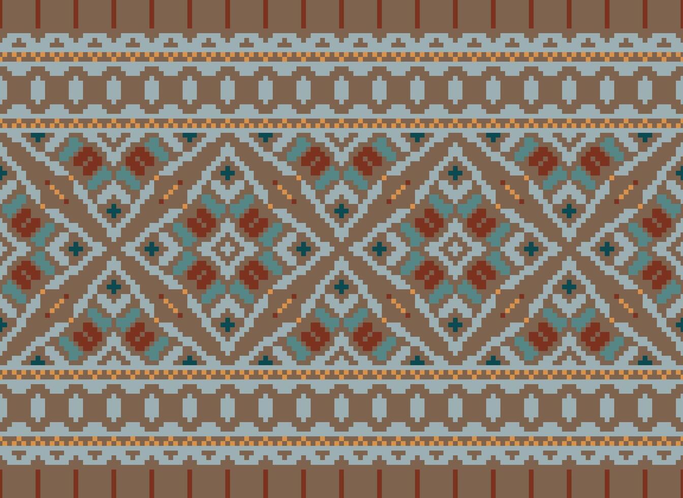 magnifique pixel motifs traditionnel populaire style, géométrique ethnique sans couture modèle vecteur illustration. conception pour traverser point, tapis, fond d'écran, vêtements, texte tissu, emballage, batique, broderie