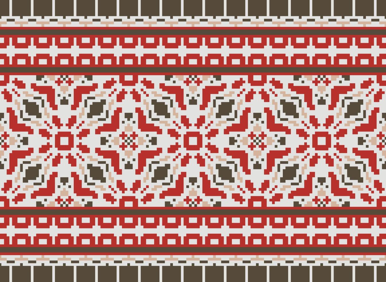 magnifique pixel motifs traditionnel populaire style, géométrique ethnique sans couture modèle vecteur illustration. conception pour traverser point, tapis, fond d'écran, vêtements, texte tissu, emballage, batique, broderie