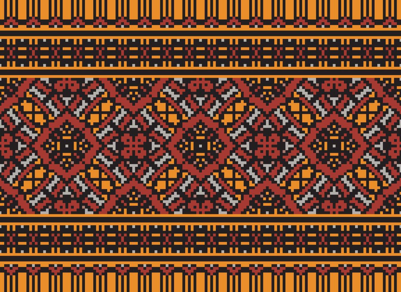 magnifique pixel motifs traditionnel populaire style, géométrique ethnique sans couture modèle vecteur illustration. conception pour traverser point, tapis, fond d'écran, vêtements, texte tissu, emballage, batique, broderie