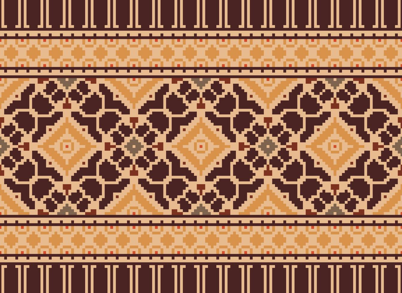 pixel ethnique modèle vecteur Contexte. sans couture modèle traditionnel, conception pour arrière-plan, fond d'écran, batique, tissu, tapis, vêtements, emballage, et textile.ethnique modèle vecteur illustration.