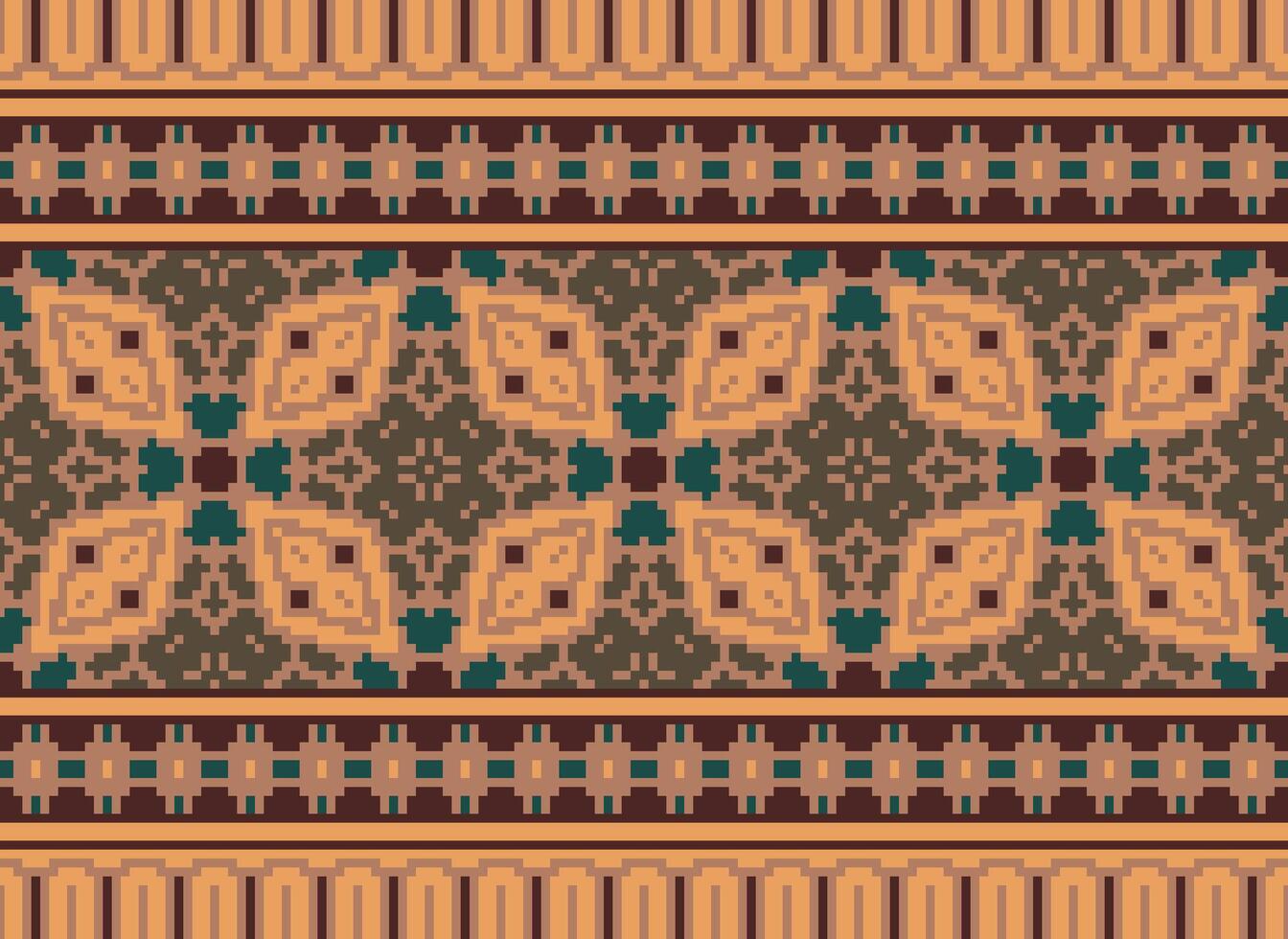 pixel ethnique modèle vecteur Contexte. sans couture modèle traditionnel, conception pour arrière-plan, fond d'écran, batique, tissu, tapis, vêtements, emballage, et textile.ethnique modèle vecteur illustration.