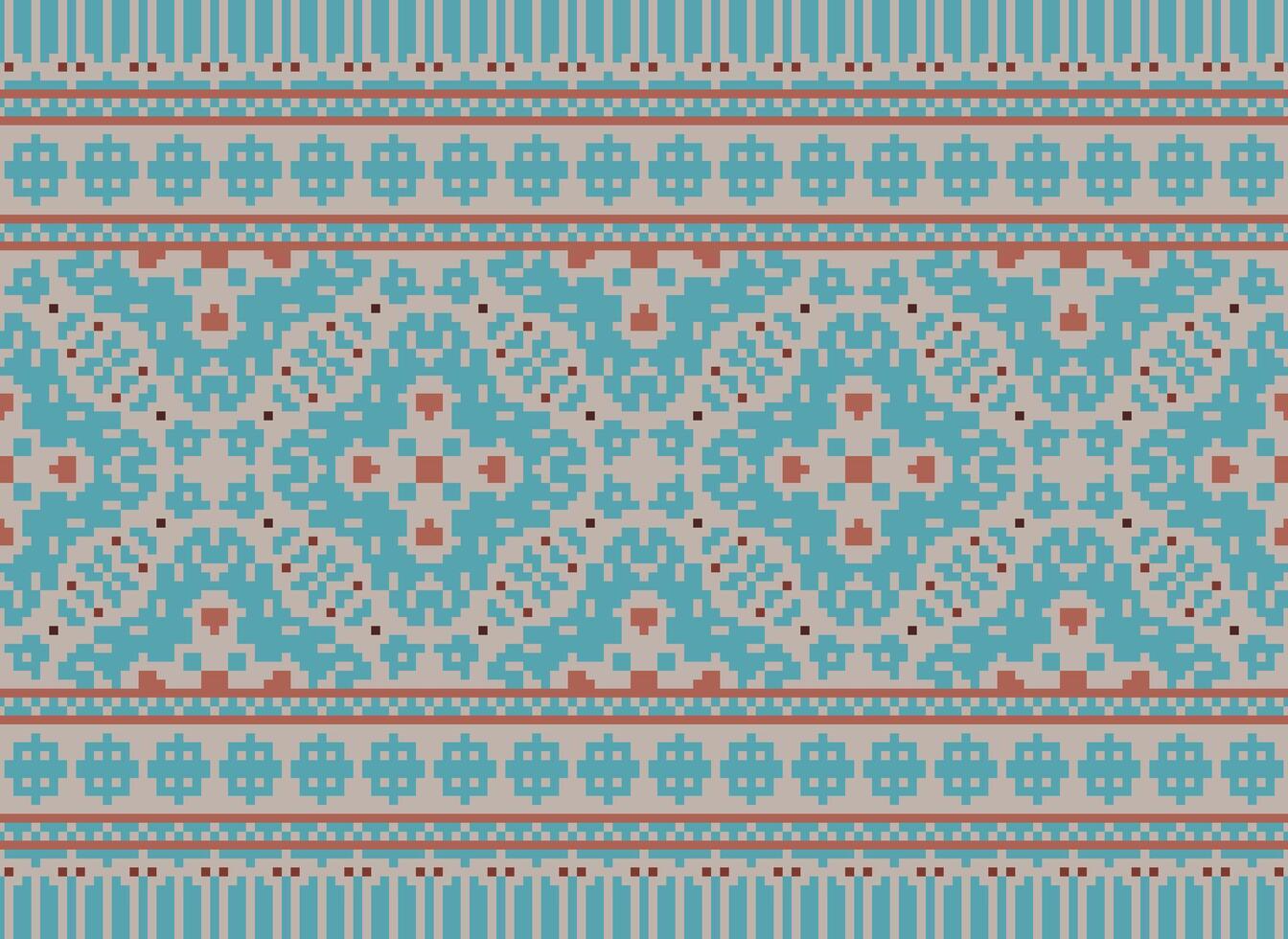 pixel ikat et traverser point géométrique sans couture modèle ethnique Oriental traditionnel. aztèque style illustration conception pour tapis, fond d'écran, vêtements, emballage, batik. vecteur