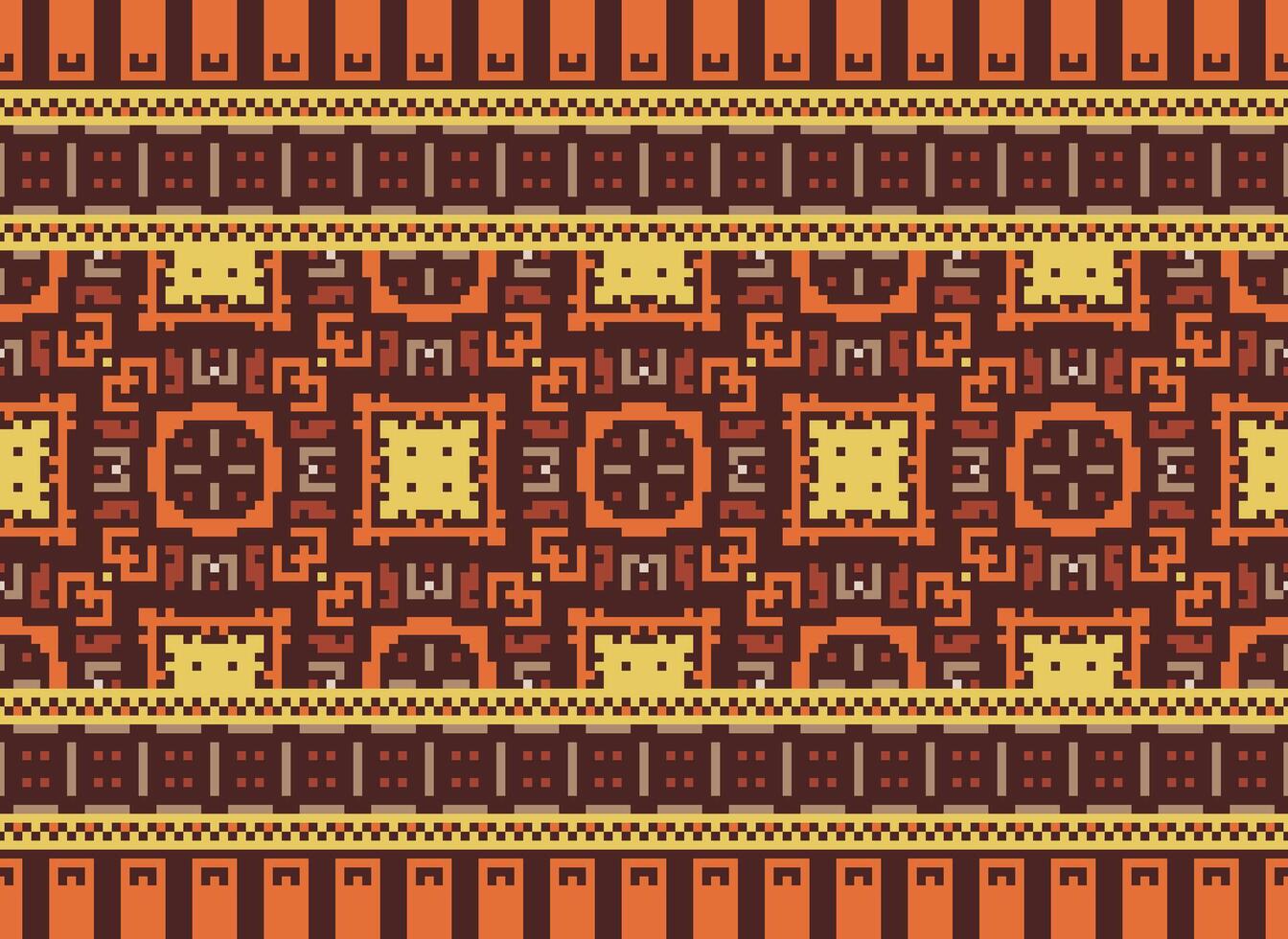 pixel ikat et traverser point géométrique sans couture modèle ethnique Oriental traditionnel. aztèque style illustration conception pour tapis, fond d'écran, vêtements, emballage, batik. vecteur