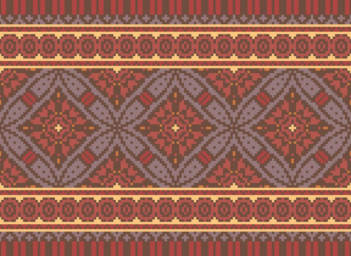 pixel ikat et traverser point géométrique sans couture modèle ethnique Oriental traditionnel. aztèque style illustration conception pour tapis, fond d'écran, vêtements, emballage, batik. vecteur