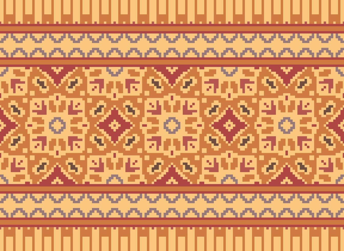 pixel ikat et traverser point géométrique sans couture modèle ethnique Oriental traditionnel. aztèque style illustration conception pour tapis, fond d'écran, vêtements, emballage, batik. vecteur