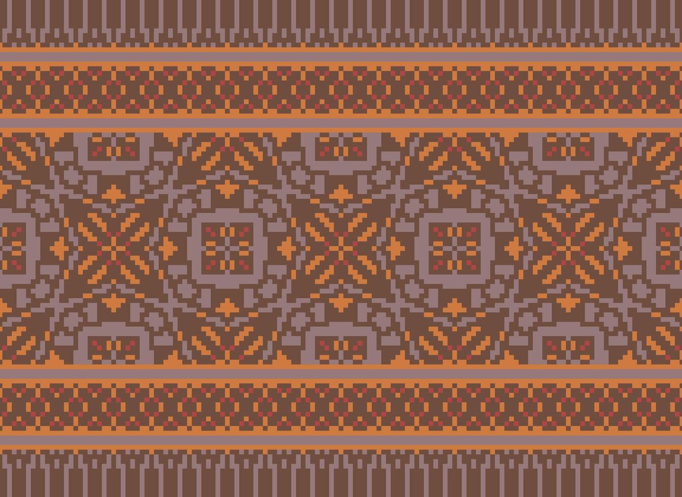 pixel ikat et traverser point géométrique sans couture modèle ethnique Oriental traditionnel. aztèque style illustration conception pour tapis, fond d'écran, vêtements, emballage, batik. vecteur