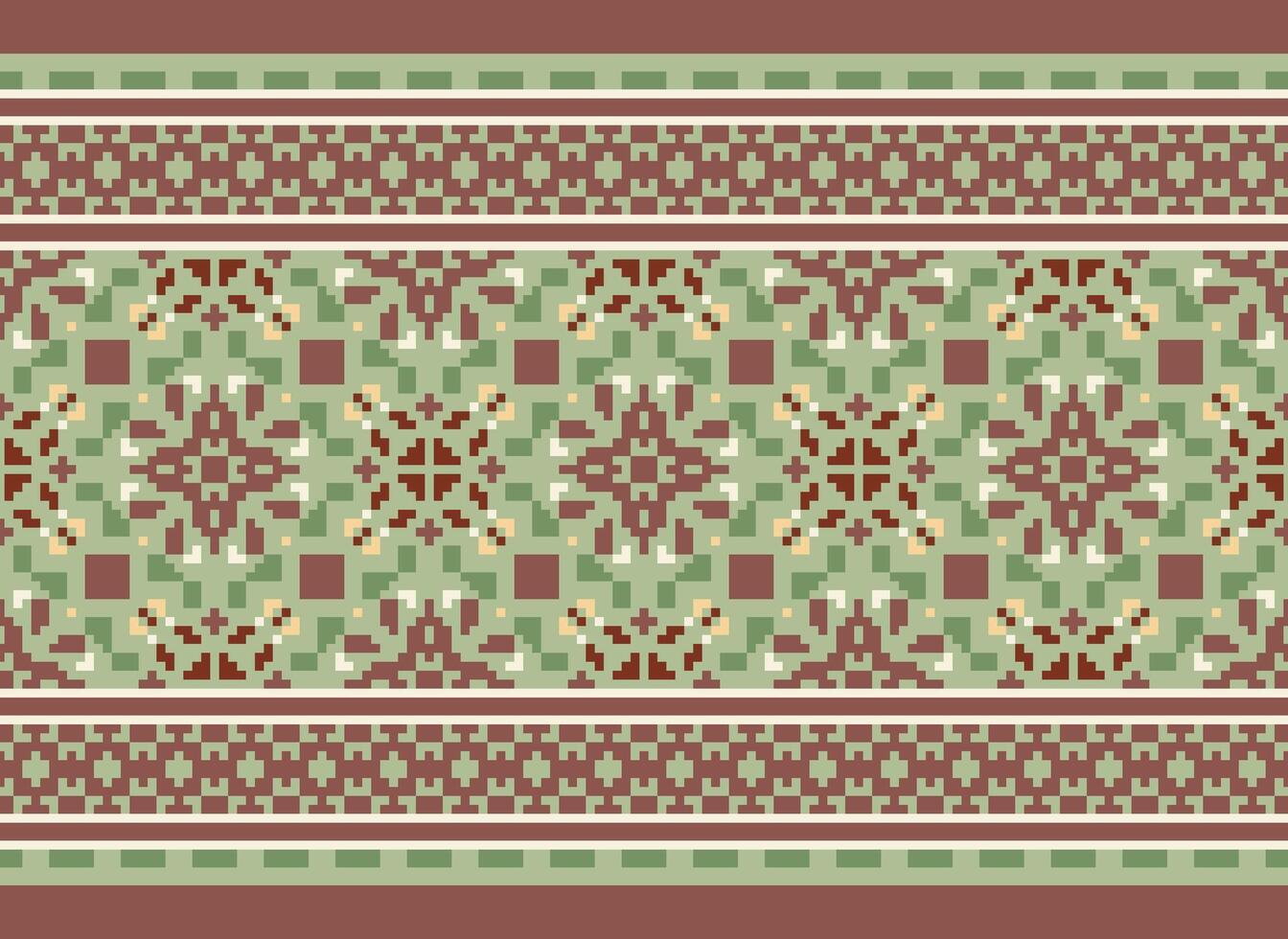 pixel ikat et traverser point géométrique sans couture modèle ethnique Oriental traditionnel. aztèque style illustration conception pour tapis, fond d'écran, vêtements, emballage, batik. vecteur