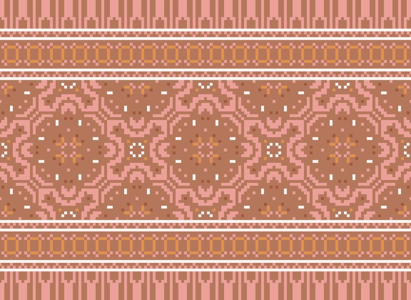 pixel ikat et traverser point géométrique sans couture modèle ethnique Oriental traditionnel. aztèque style illustration conception pour tapis, fond d'écran, vêtements, emballage, batik. vecteur