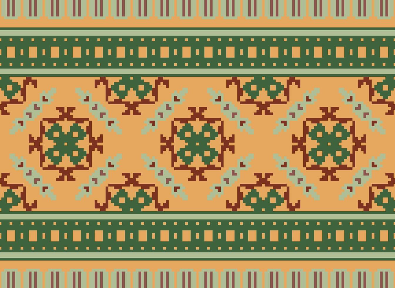 pixel ikat et traverser point géométrique sans couture modèle ethnique Oriental traditionnel. aztèque style illustration conception pour tapis, fond d'écran, vêtements, emballage, batik. vecteur