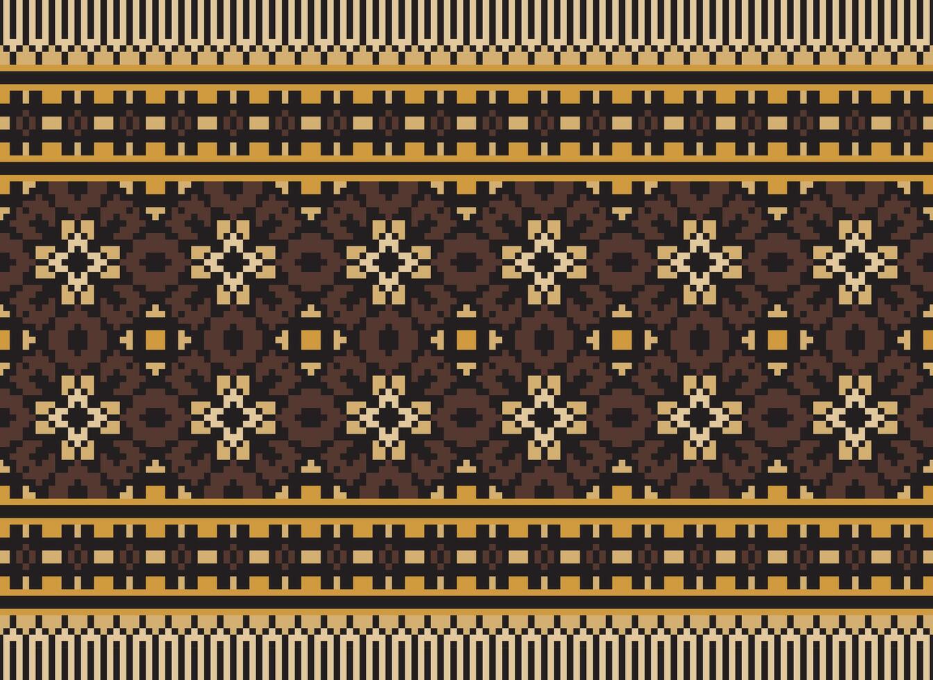 pixel ikat et traverser point géométrique sans couture modèle ethnique Oriental traditionnel. aztèque style illustration conception pour tapis, fond d'écran, vêtements, emballage, batik. vecteur