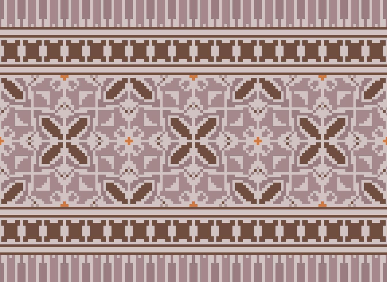 pixel ikat et traverser point géométrique sans couture modèle ethnique Oriental traditionnel. aztèque style illustration conception pour tapis, fond d'écran, vêtements, emballage, batik. vecteur