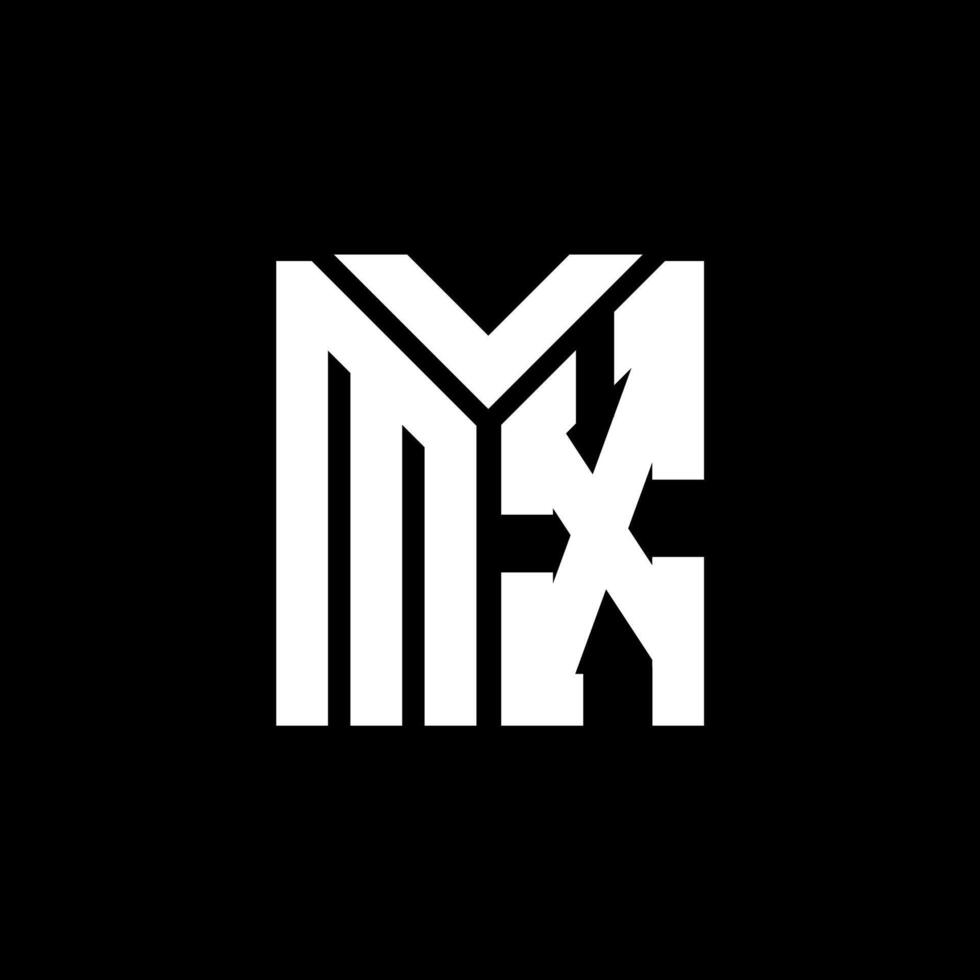 création de logo de lettre mx sur fond noir. concept de logo de lettre initiales créatives mx. conception de lettre mx. vecteur