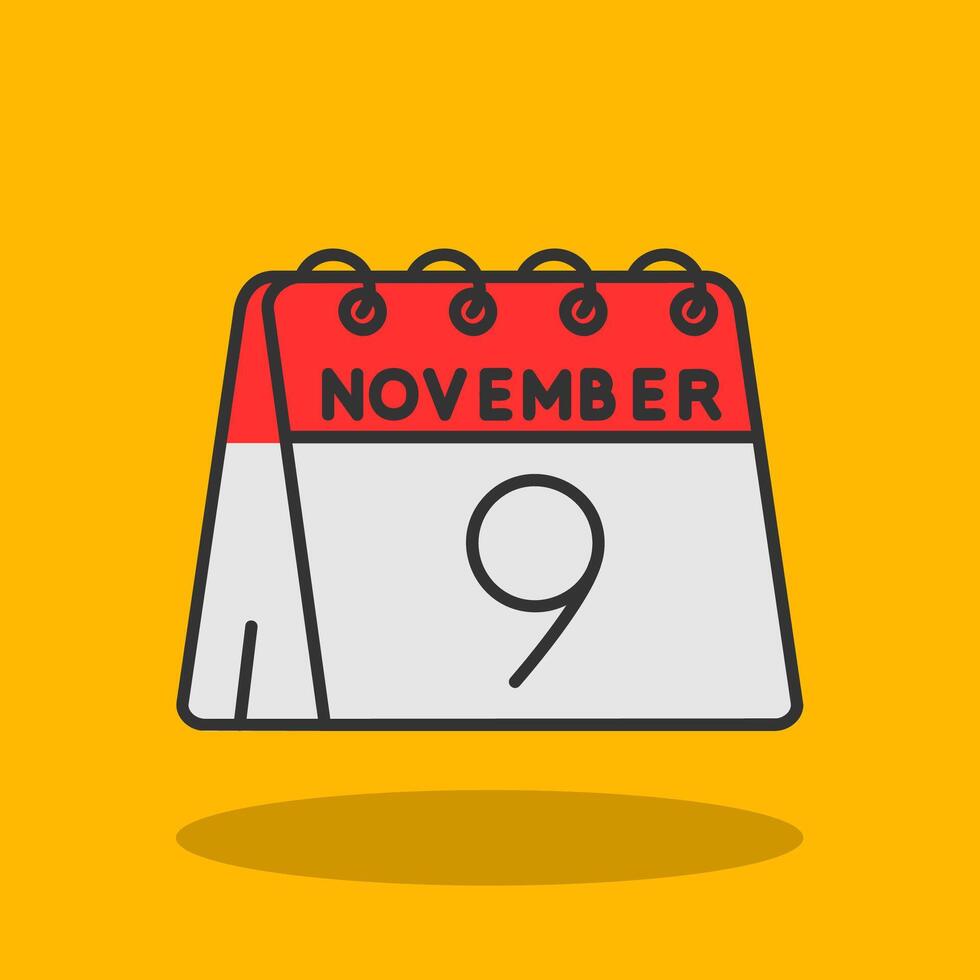 9e de novembre rempli ombre icône vecteur