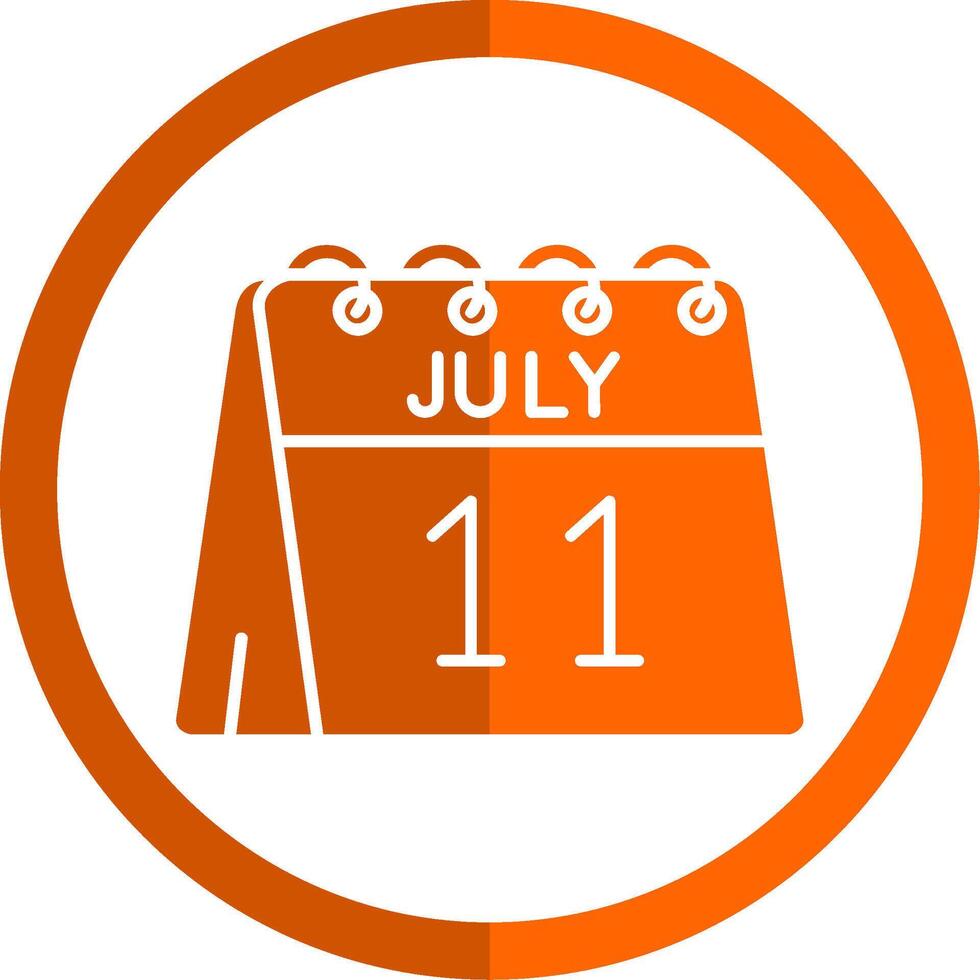 11ème de juillet glyphe Orange cercle icône vecteur